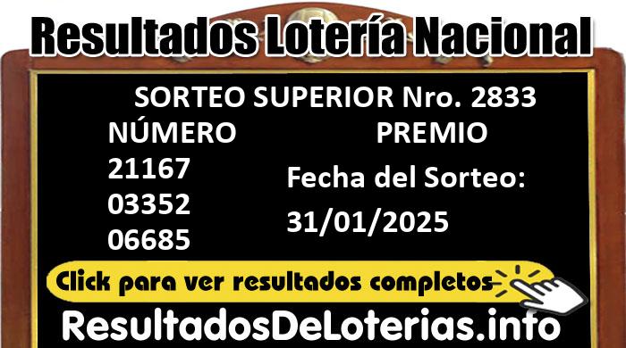 Resultados del sorteo Superior 2833 viernes 31/01/2025 | Resultados ...